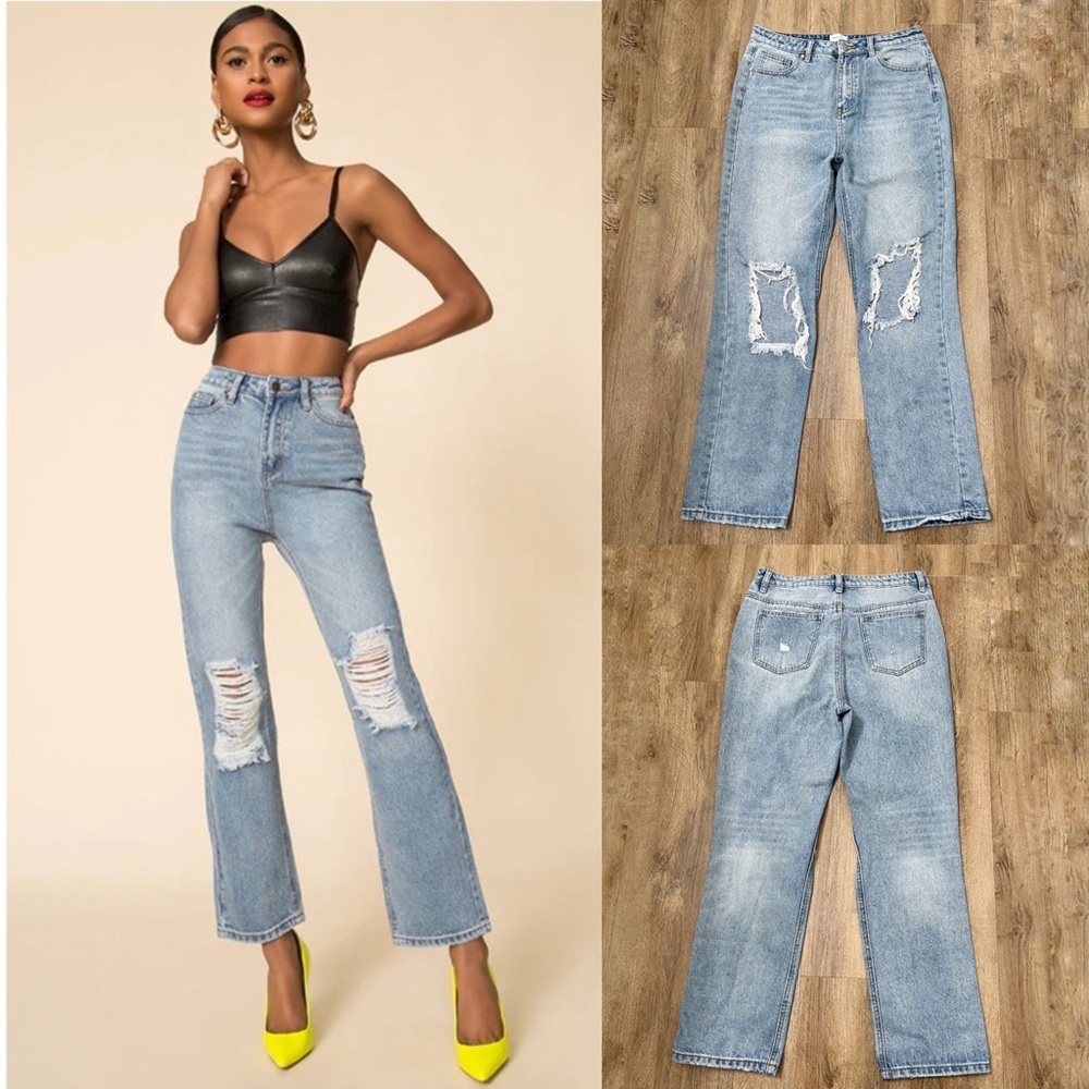 Superdown x Draya Michele Agatha‎ Straight Leg Distressed Jeans